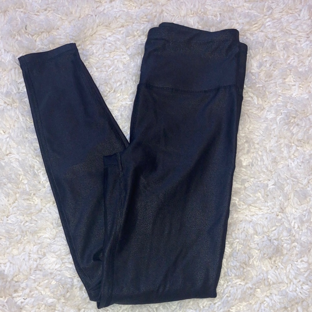 Black faux leather leggings